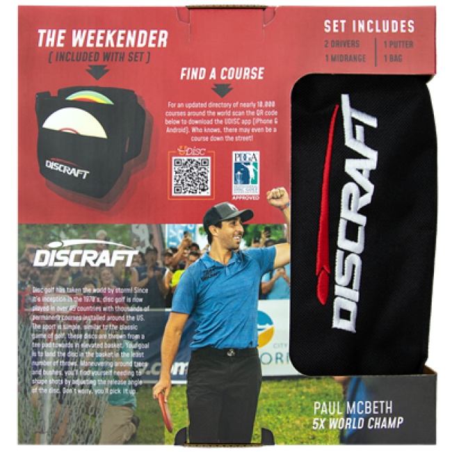 disc golf Pack débutant 4 disques + sacoche Discraft arena disc golf